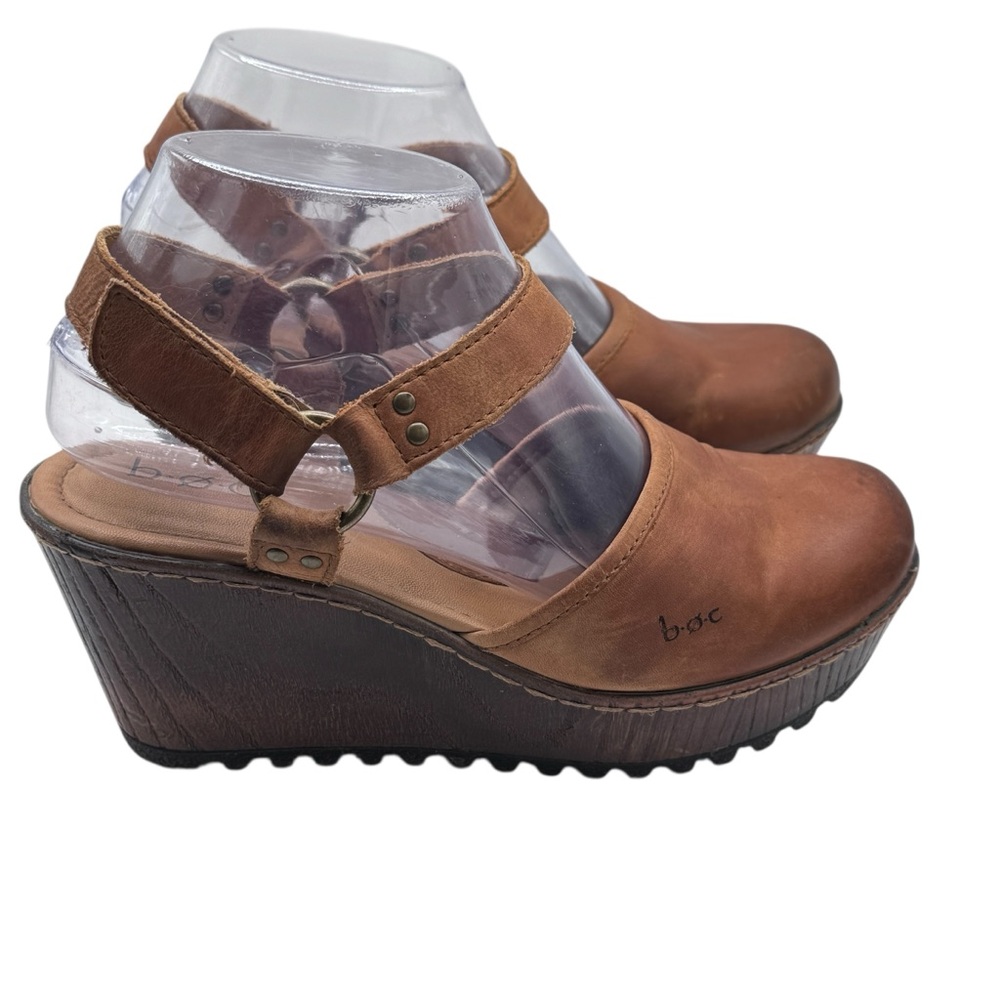 boc Brown Leather Women's Wedge Sandals - Size 7 - Picture 6 of 11